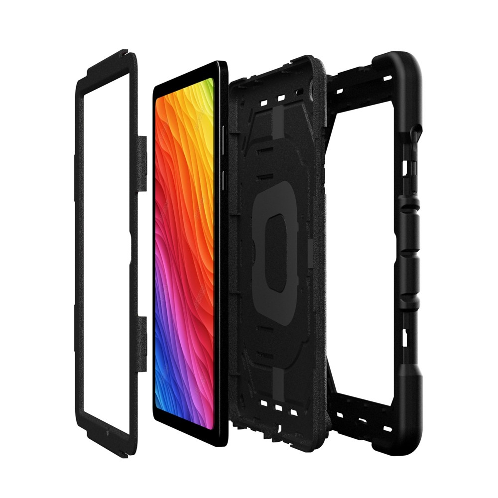 Samsung Galaxy Tab A11  Plus / A9  Plus Hybrid Outdoor Silikon Case Hülle mit Aufsteller - Schwarz