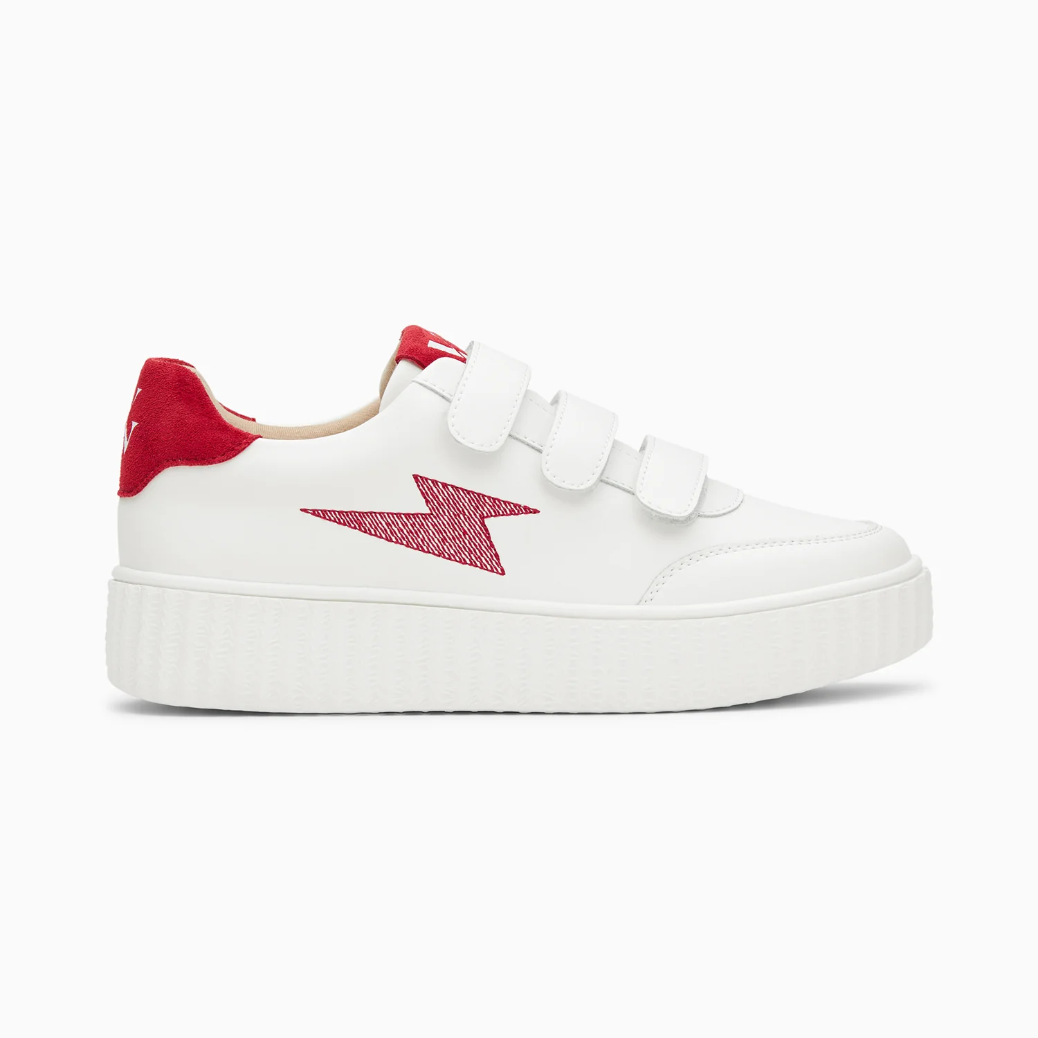 Sneakers-Baskets éclair Damia blanc et rouge à scratchs