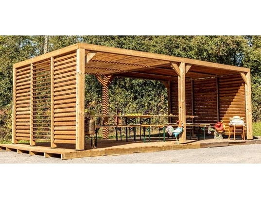 HABRITA - Pergola grandes dimensions en bois - toit et 2 murs en vente...