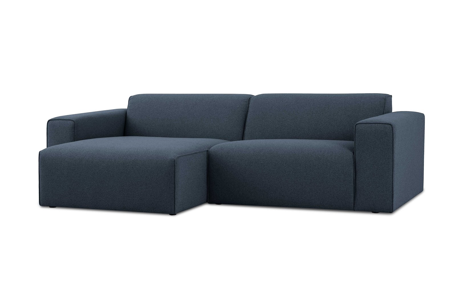 Styl 1,5-seter med sjeselong venstre Tekstil Lombardo 16/2 Dark Blue med sorte ben.
