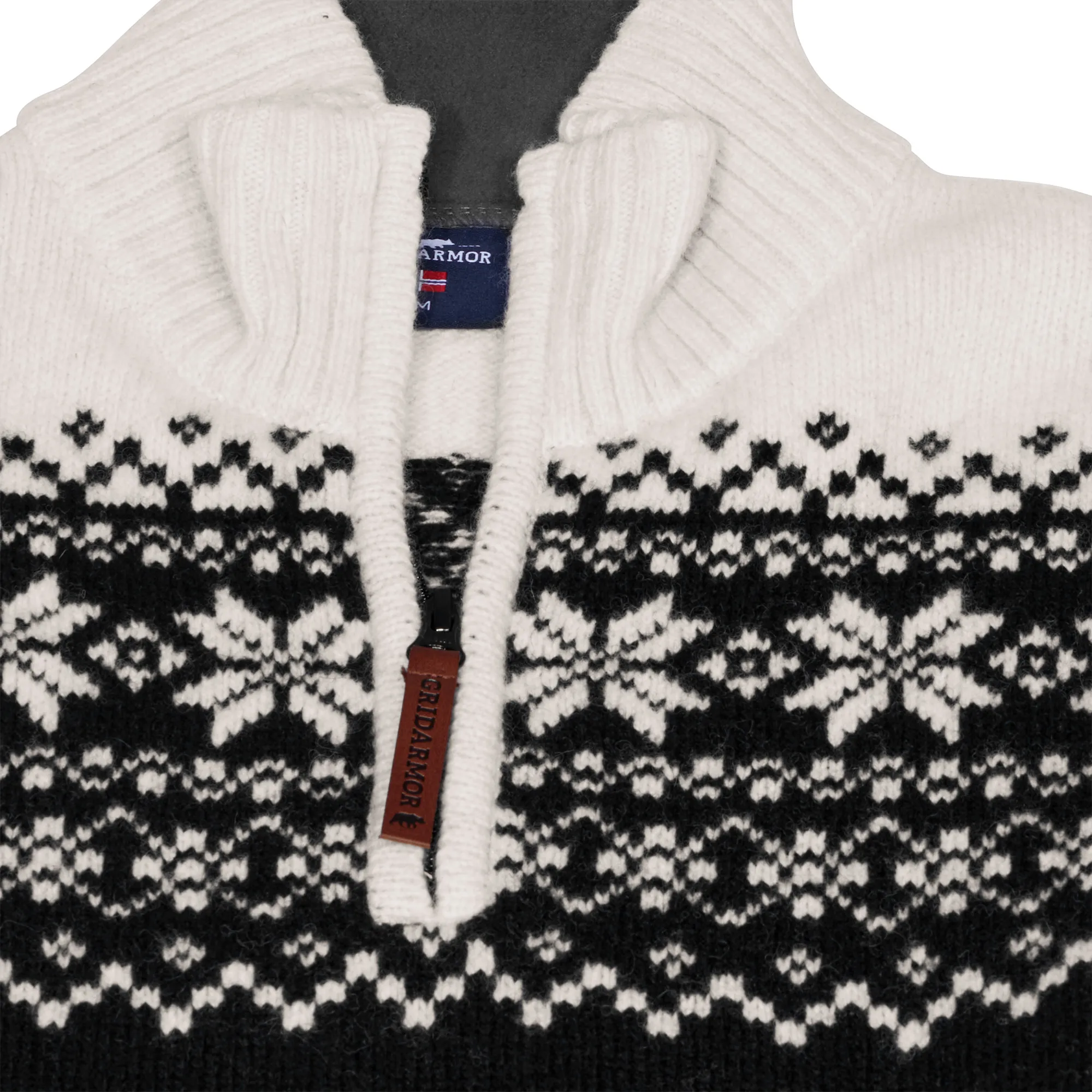 Gridarmor Women's Snøkrystall Half Zip Ullgenser Black/White