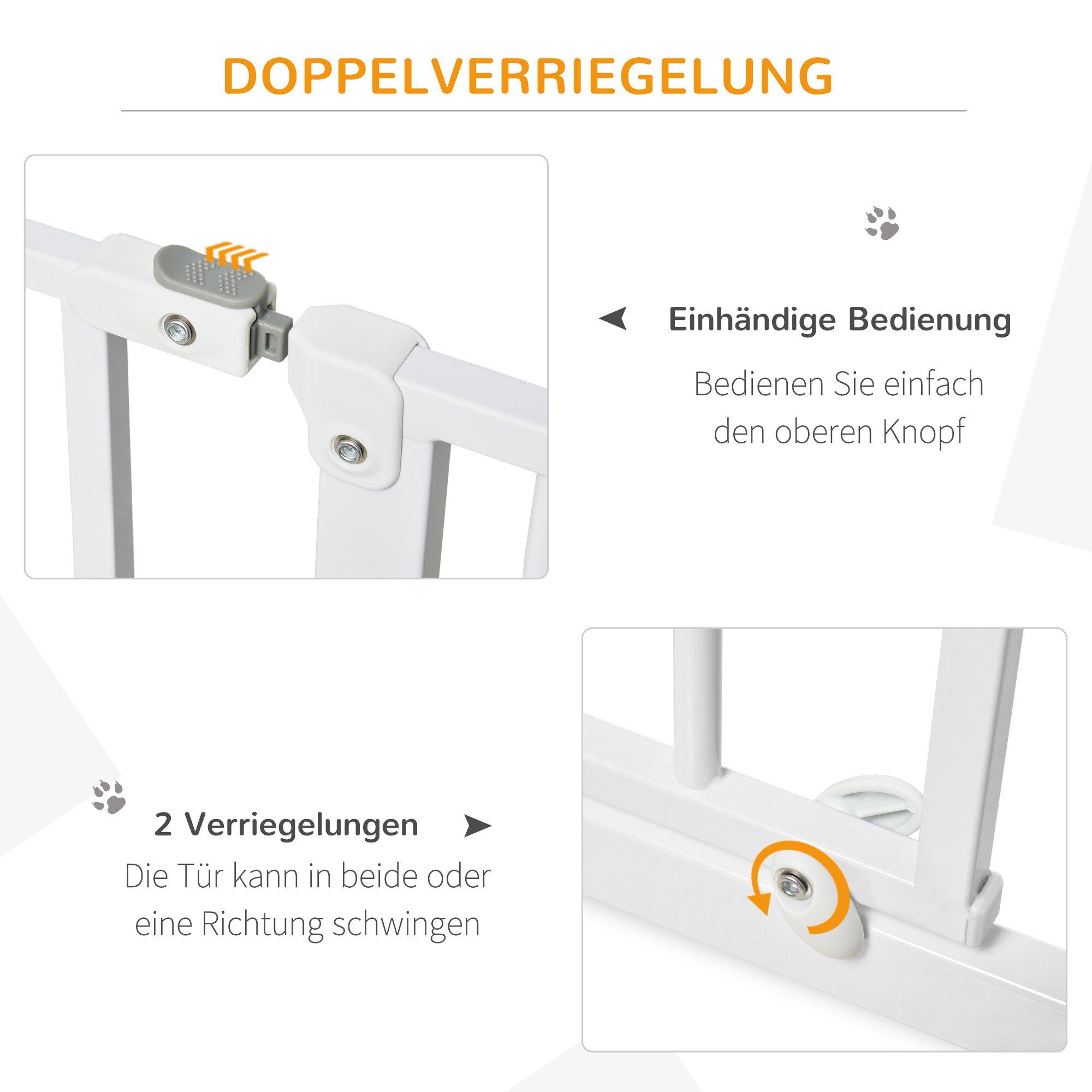 PawHut Schutzgitter mit Verlängerungsstange weiß 95L x 4B x 76H cm