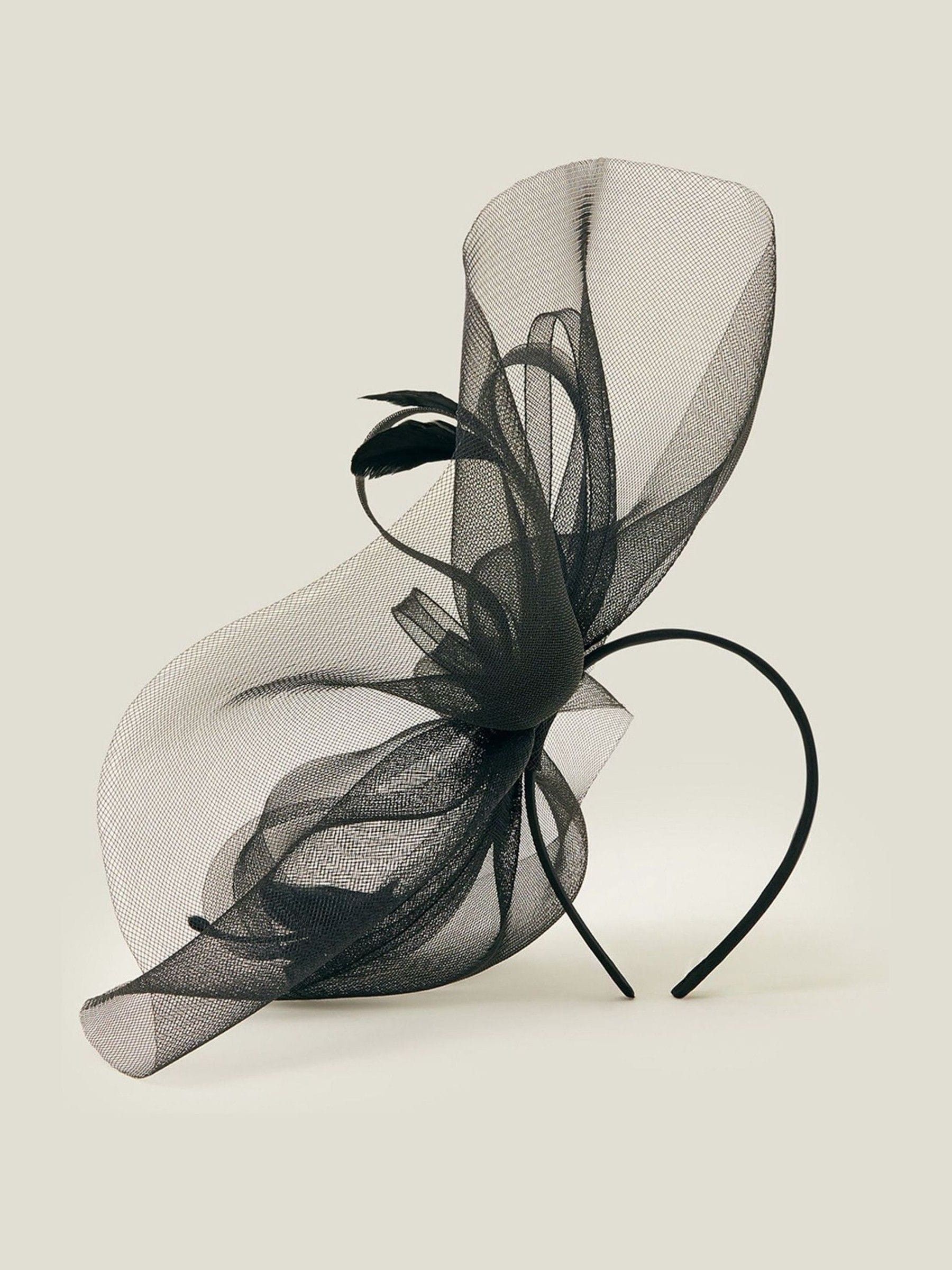 Zwart - Accessorize Large Rhea Crin Fascinator