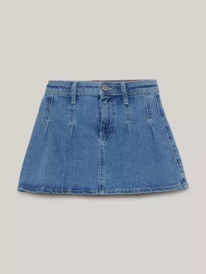 Minissaia plissada em jeans