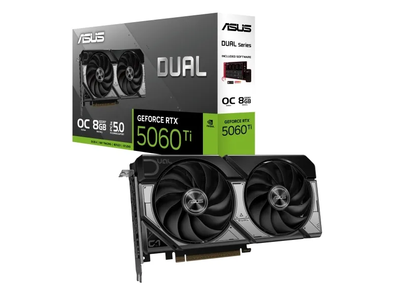 ASUS Dual GeForce RTX 5060 Ti 8GB - OC Edition - grafikkort - GeForce RTX 5060 Ti - 8 GB GDDR7 - PCI Express 5.0 - 3 x DisplayPort, HDMI