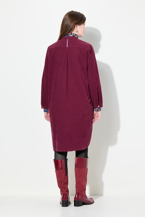 Cordkleid, Stehkragen, Biesen, Zierfalten, Langarm