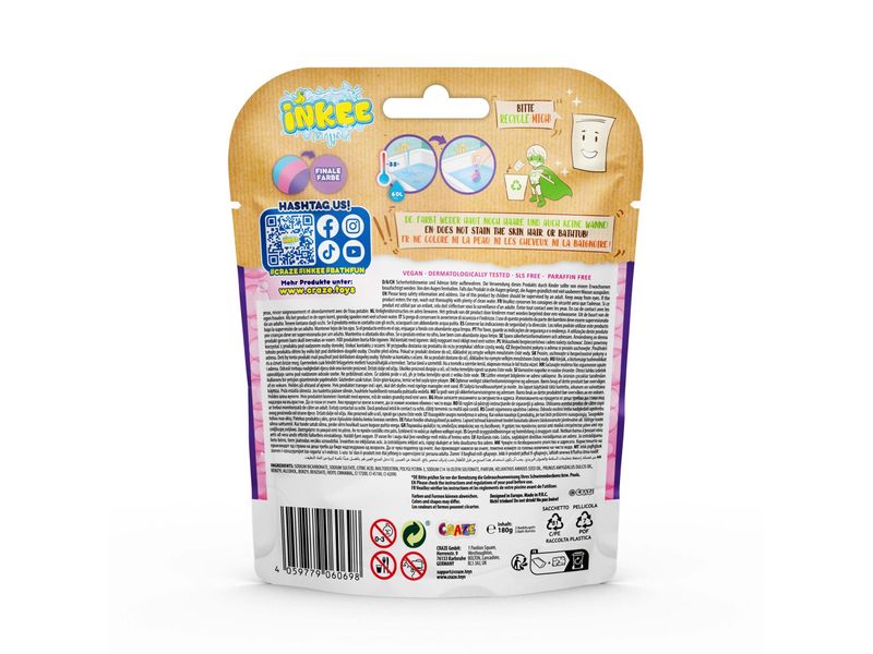 Craze Badekugel Inkee Rainbow World 3 Stück Überraschungs-Badebomben für farbenfrohe Schaumbäder