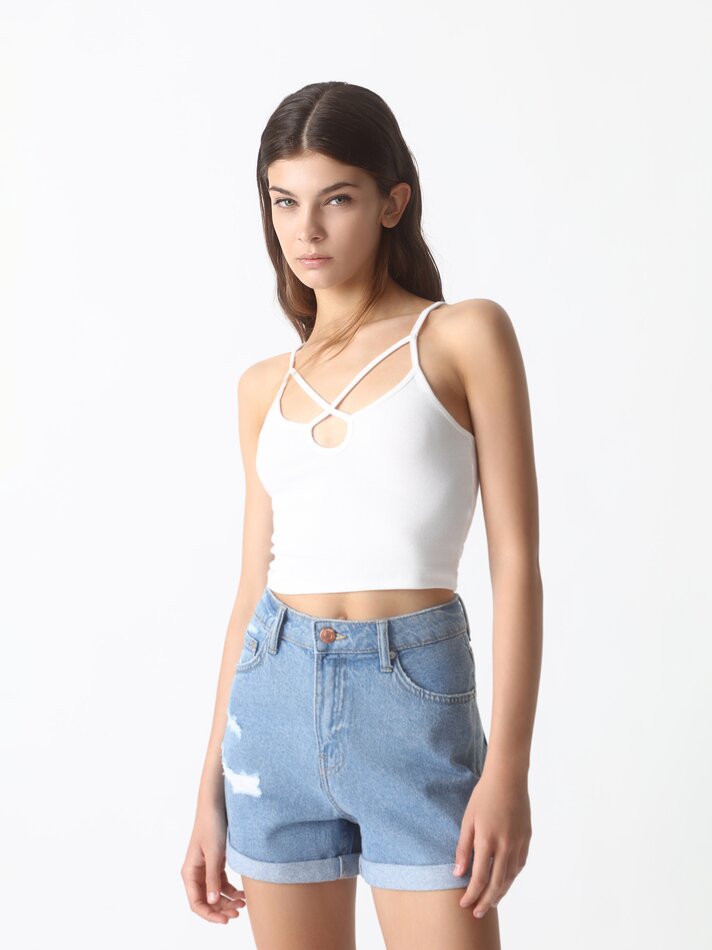 Shorts jeans Mom - Azul Claro Delavado