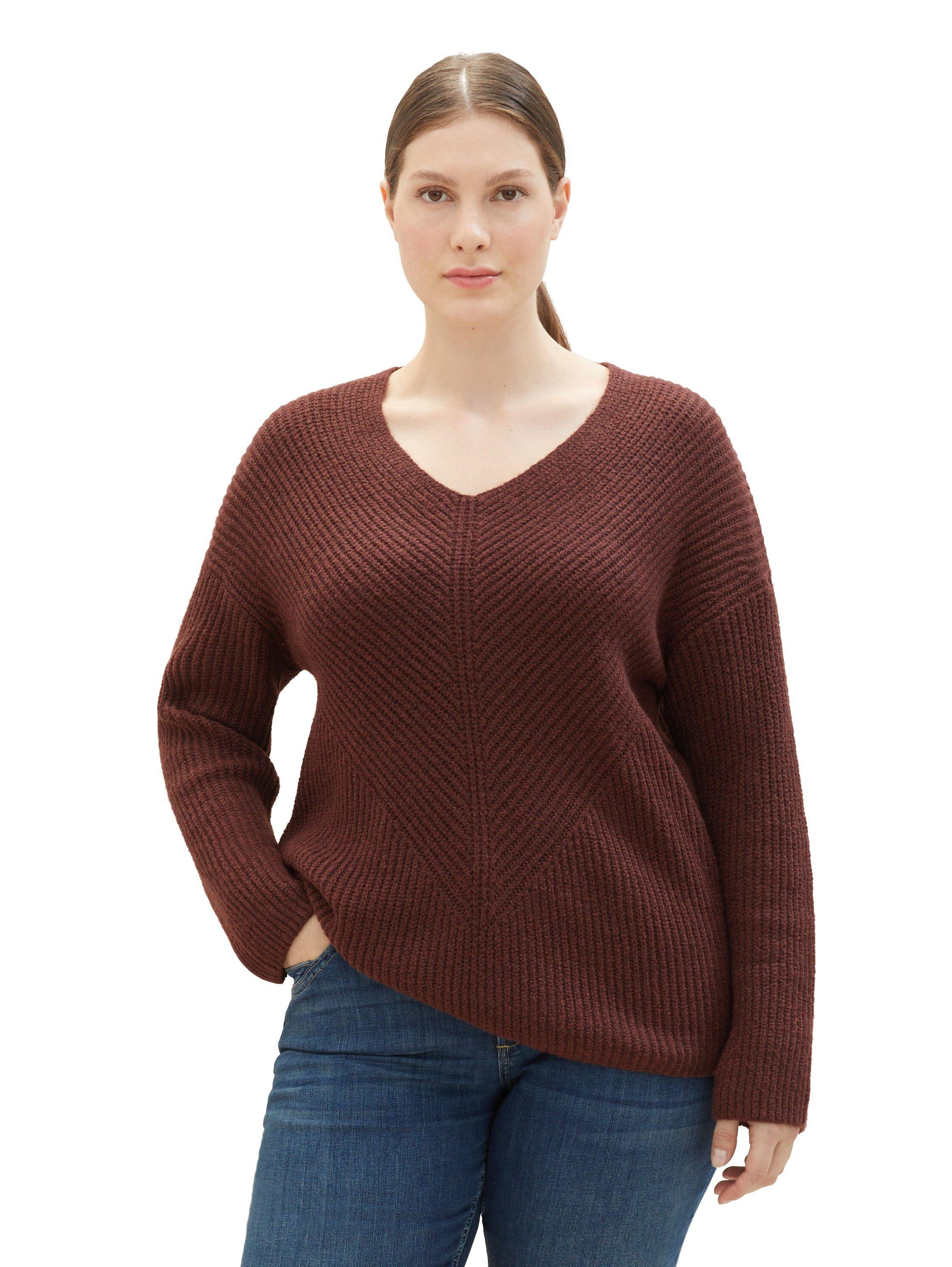 Strickpullover in Rippstruktur, mit V-Ausschnitt