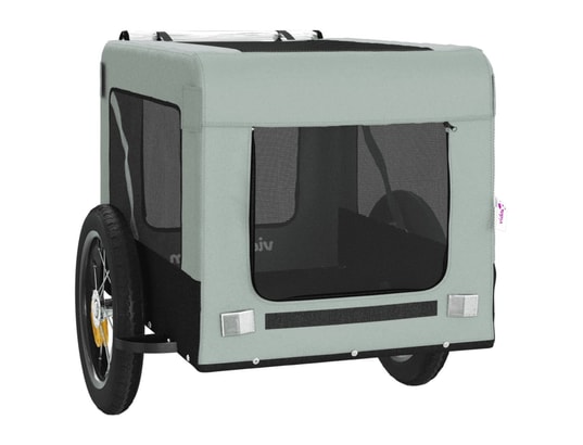 VIDAXL - Remorque de vélo pour chien gris et noir tissu oxford et fer