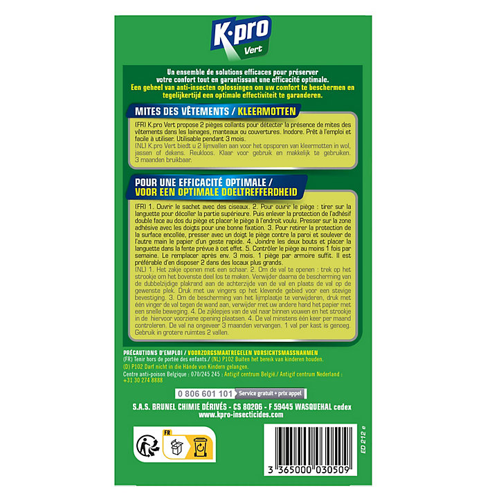 Pièges à mites pour vêtement Kapo vert (x 2)