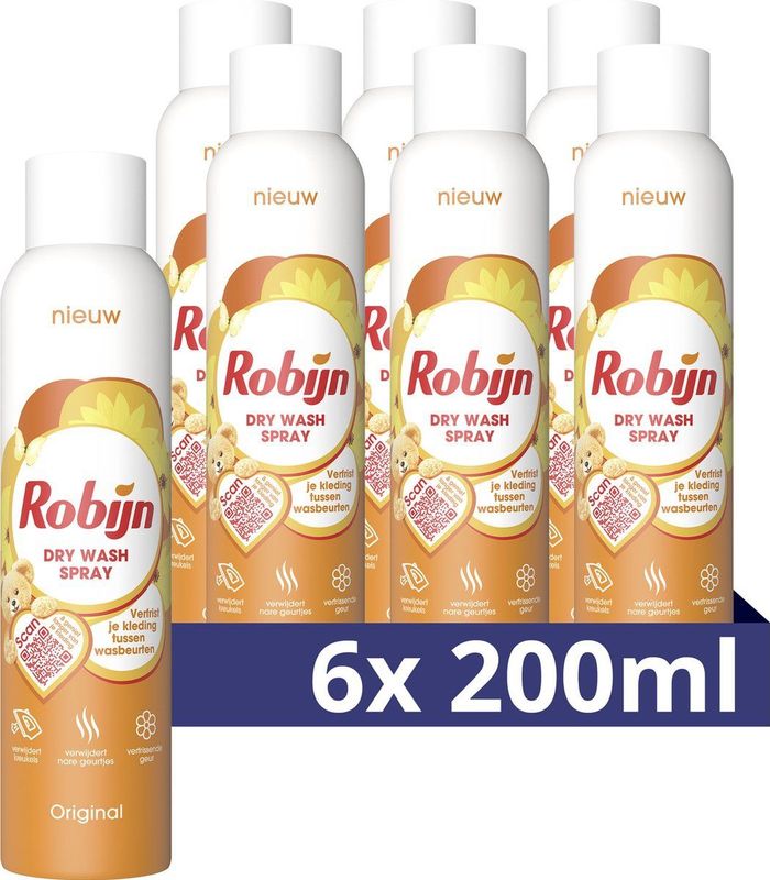 Robijn - Original - Textielverfrisser - 100% Biologisch Afbreekbaar - 6 x 25 Gebruik