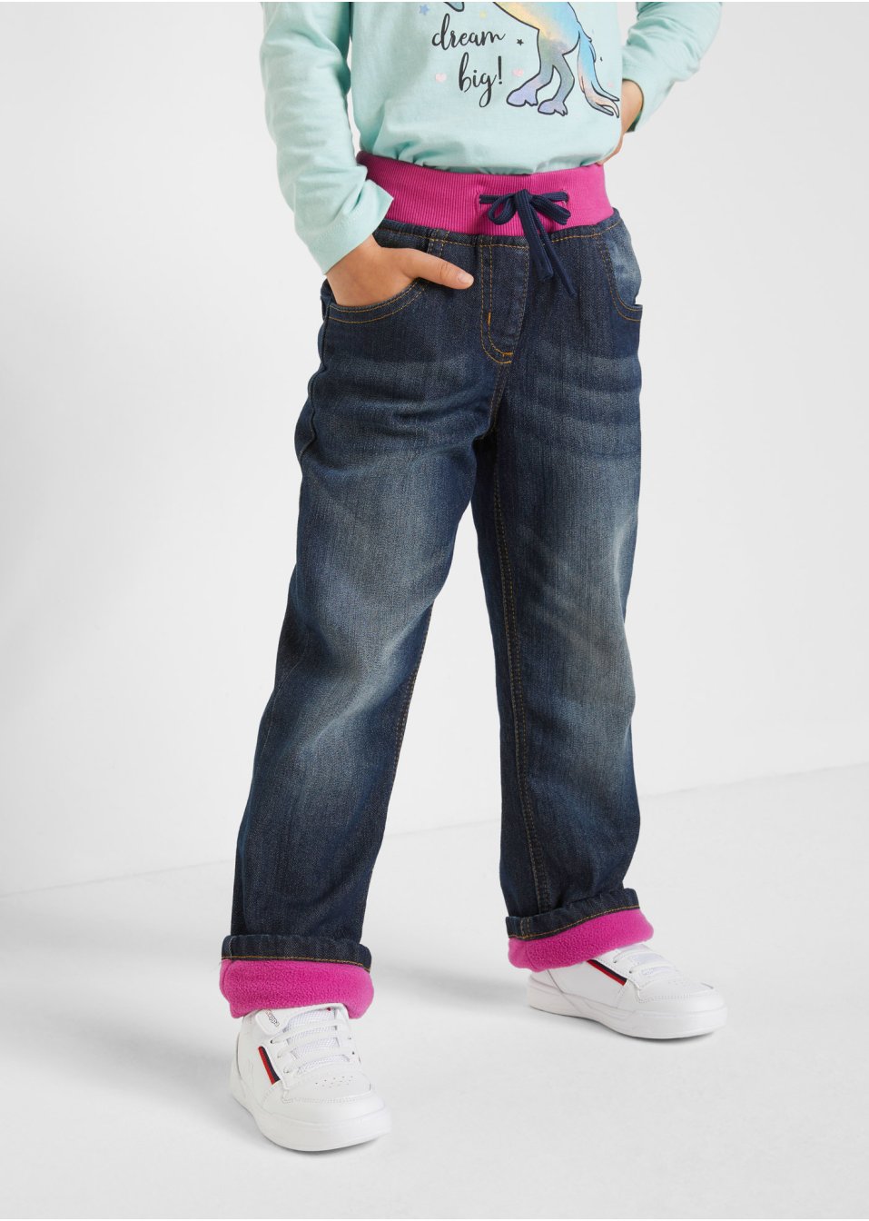 Meisjes thermojeans met fleece voering