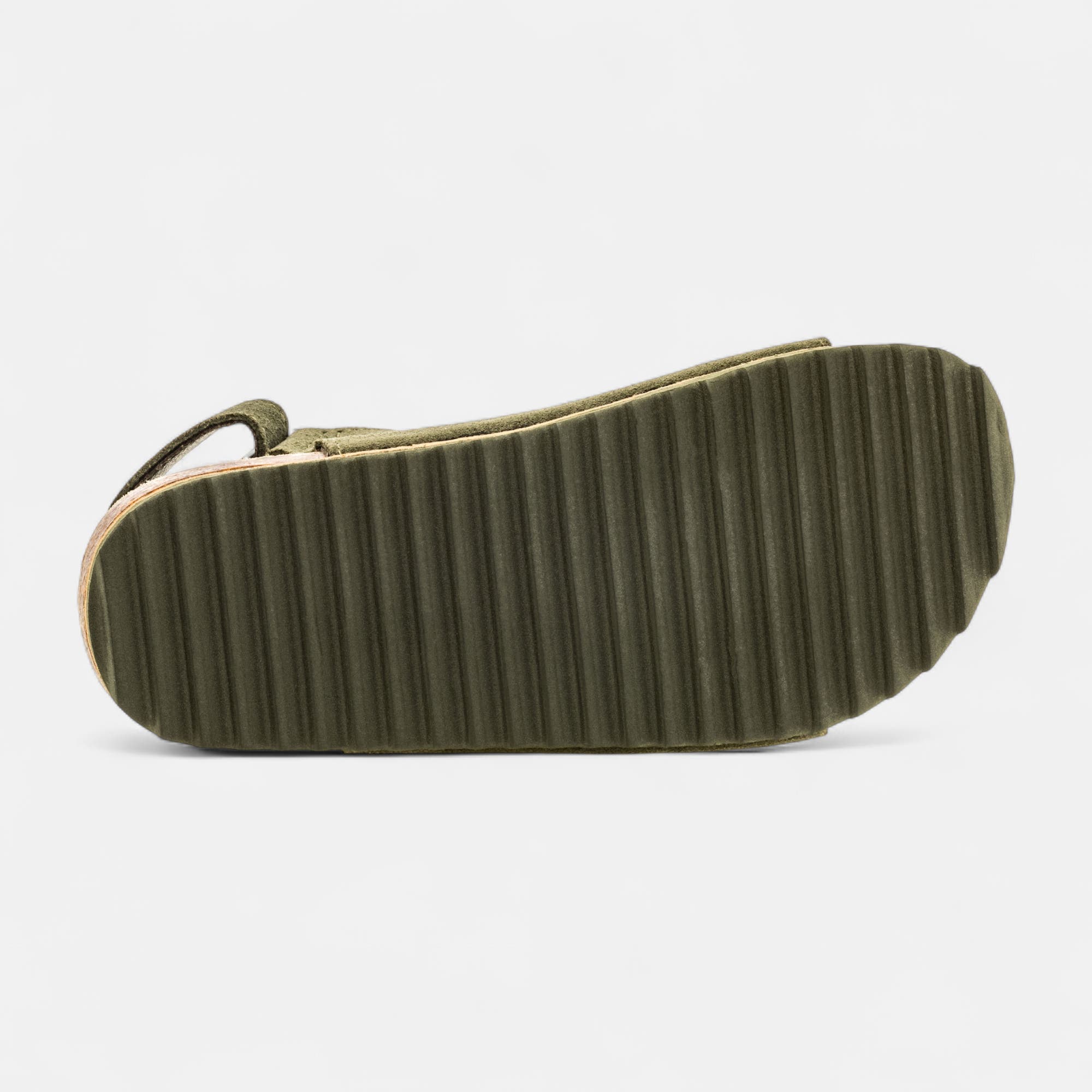 Mules semelle liège Garçon en cuir kaki