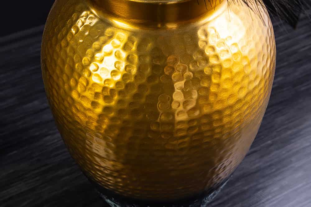 Handgefertigte Deko Vase ORIENT M 50cm gold Metall mit Patina Hammerschlag Design