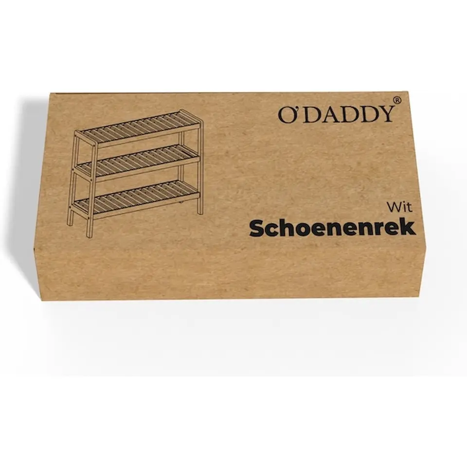 O'DADDY Bamboe Schoenenrek - 3 Laags - Voor 12 Paar - Wit - 70x26x55 cm