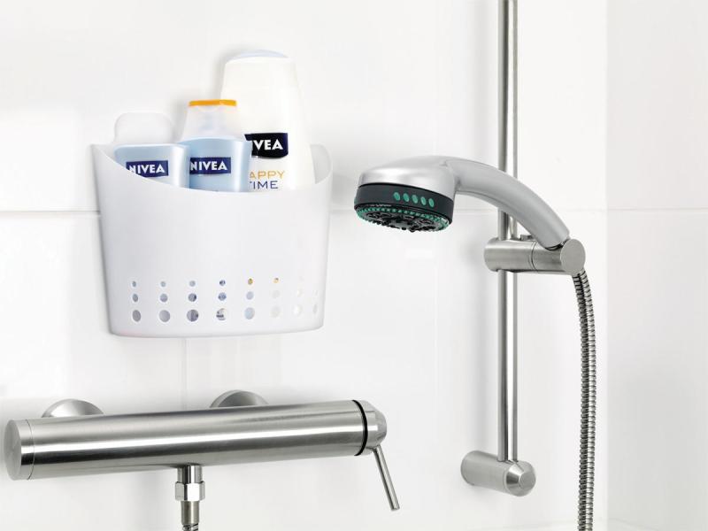 tesa Spültroganhänger Powerstrips WP Korb gross Weiss Badezimmer-Korb mit Powerstrips-Befestigung