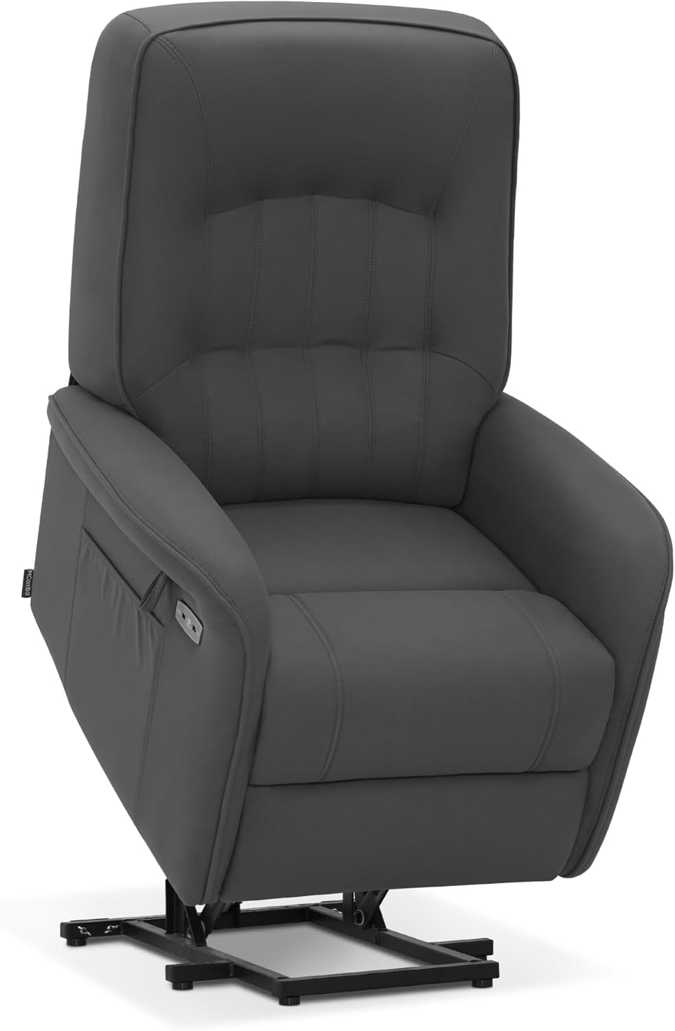M MCombo Fernsehsessel mit Aufstehhilfe Elektrisch 2 Motoren, mit Massage & Heizung, Relaxsessel mit Liegefunktion bis 160° 35D Vollschaum-Sitzkissen 7584 (Mikrofaser, Grau)