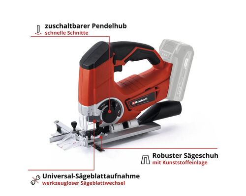 Einhell Power X-Change TE-JS 18 Li accu decoupeerzaag, zonder accu en lader