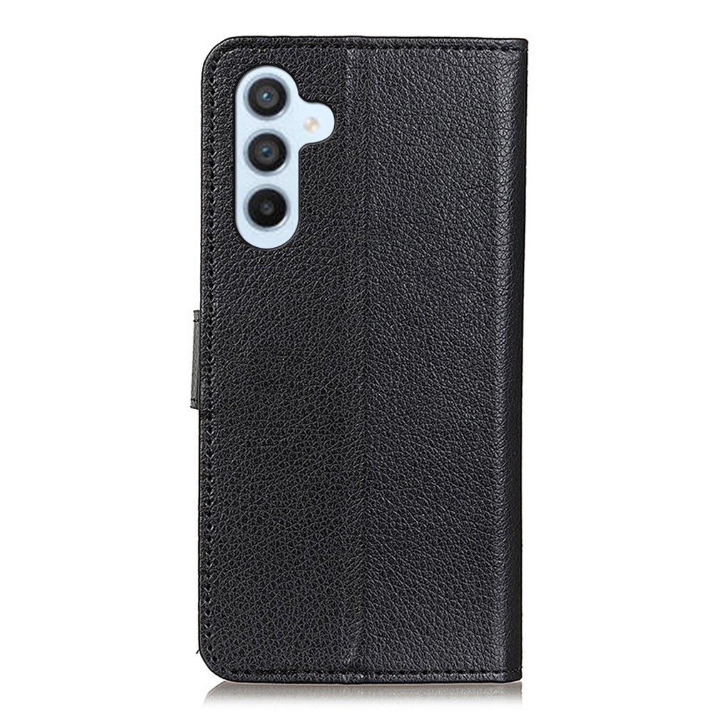 Samsung Galaxy A34 5G Leder Tasche Flip Cover Litchi Look - Schwarz