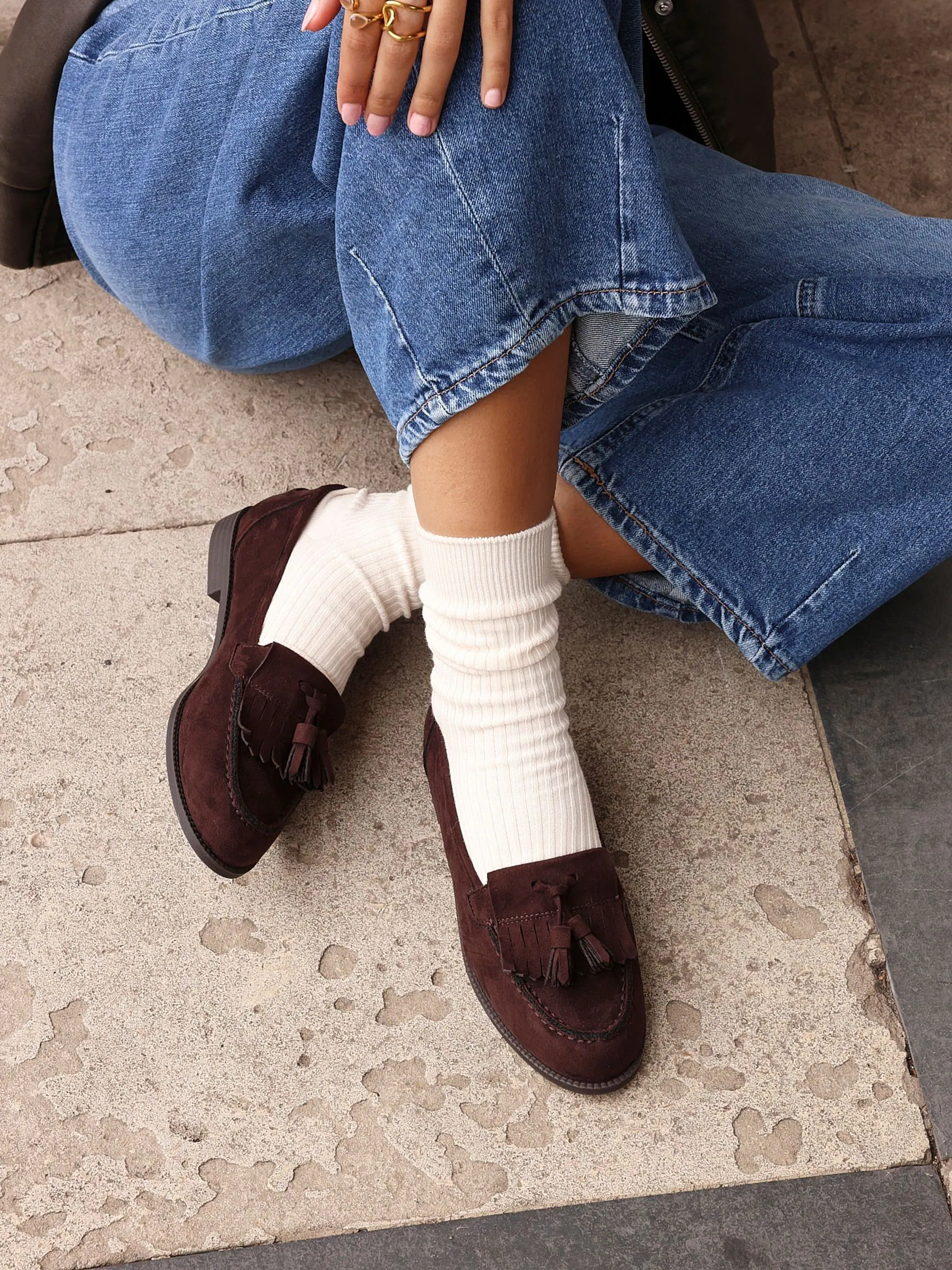 Bruin - Linzi Rosemary klassieke instaploafers met kwastjes