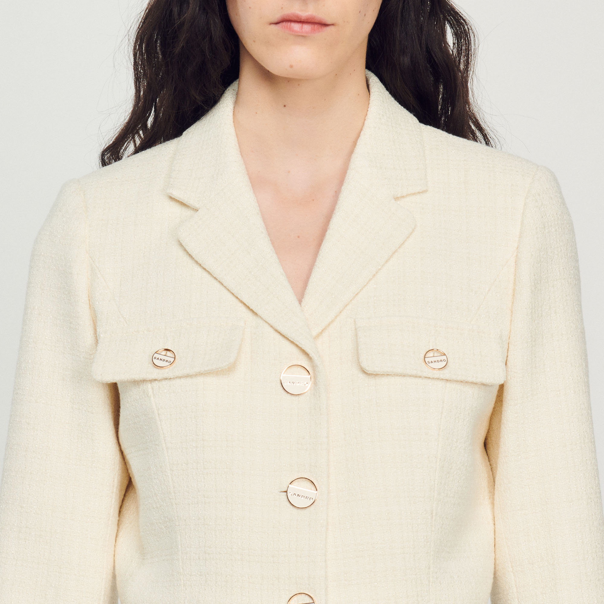 Veste courte boutonnee en tweed