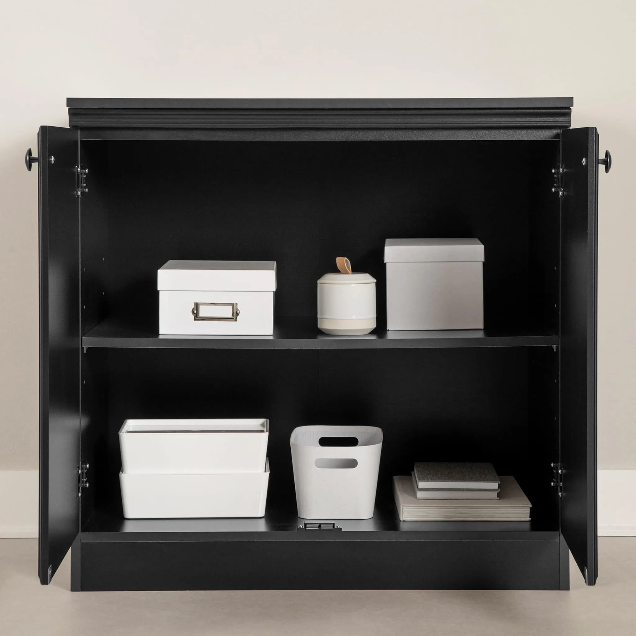 South Shore Armoire de Rangement 2 Portes - Morgan Noir Solide