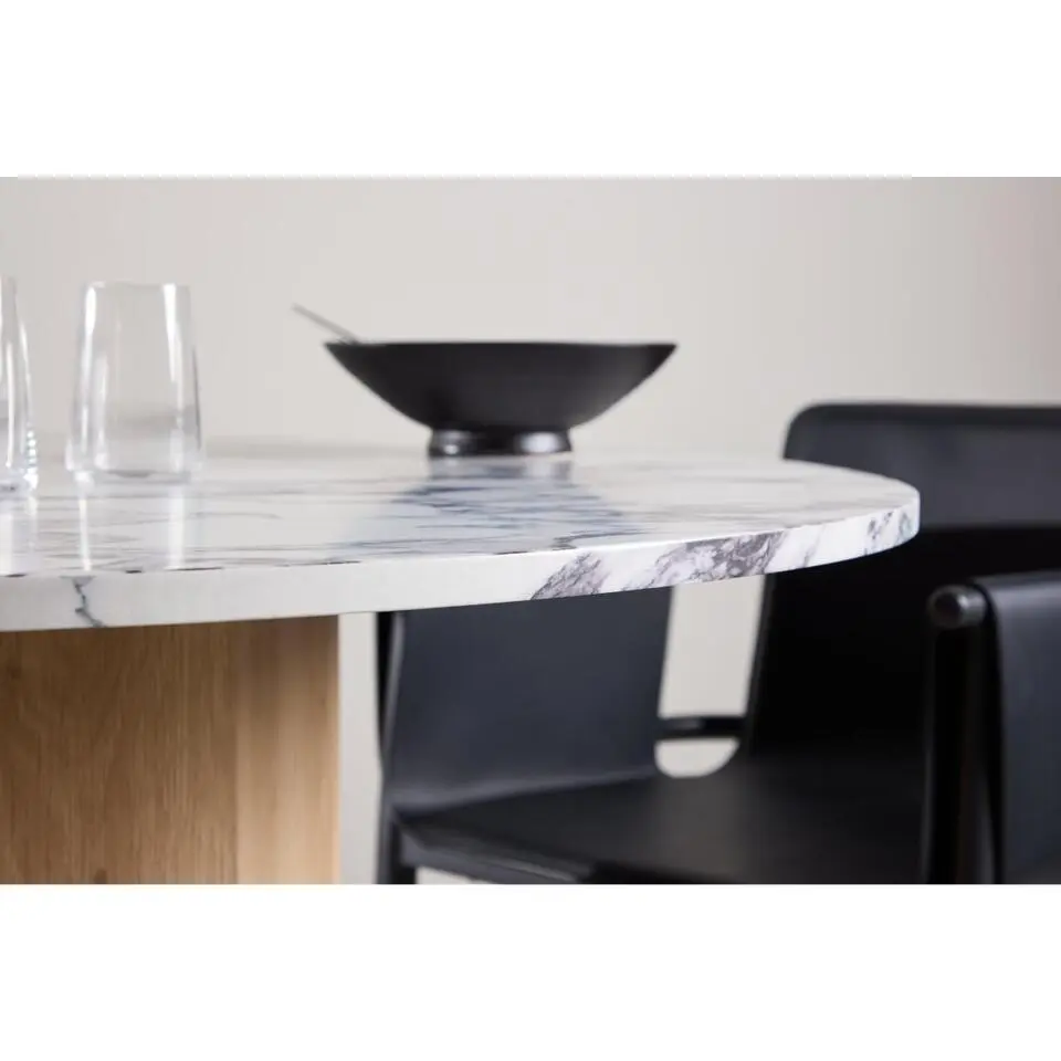 Svea - Schneider ronde eettafel - ø120 cm - marmerlook/naturel