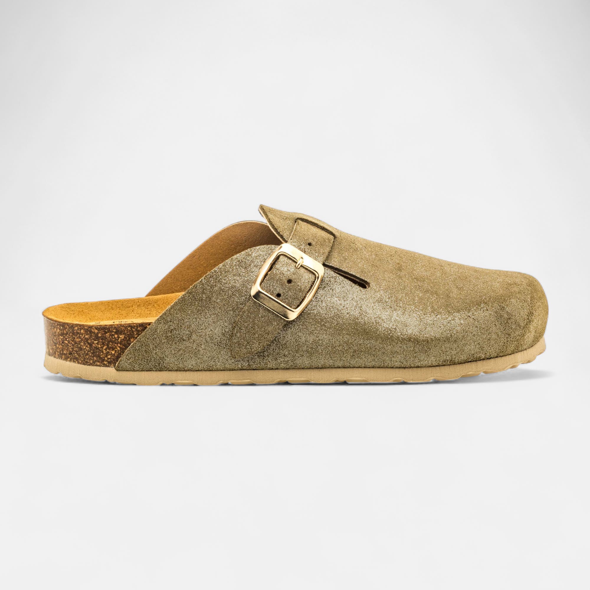 Mules Femme en cuir kaki
