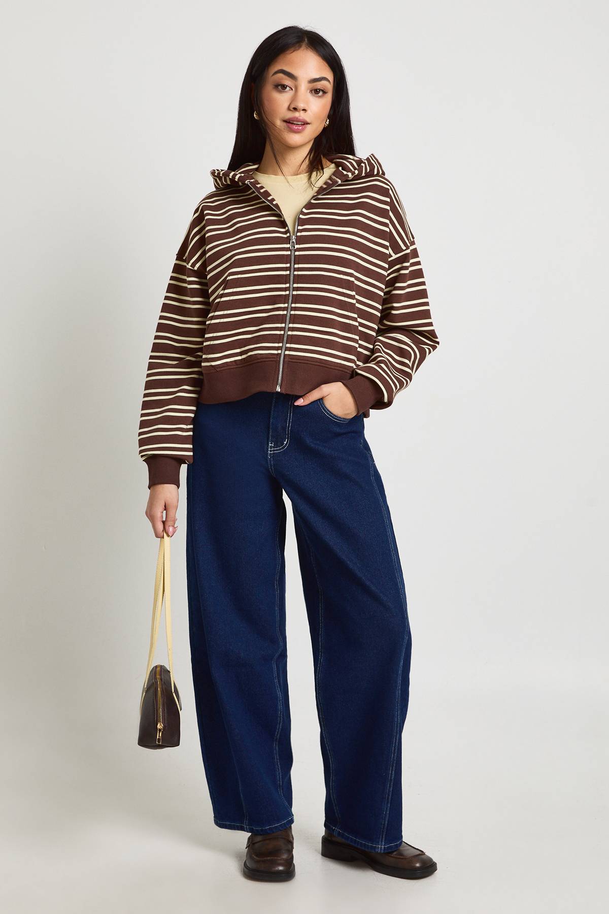 boohoo Sweat À Casynthétiqueche Boxy Zippé À Rayures