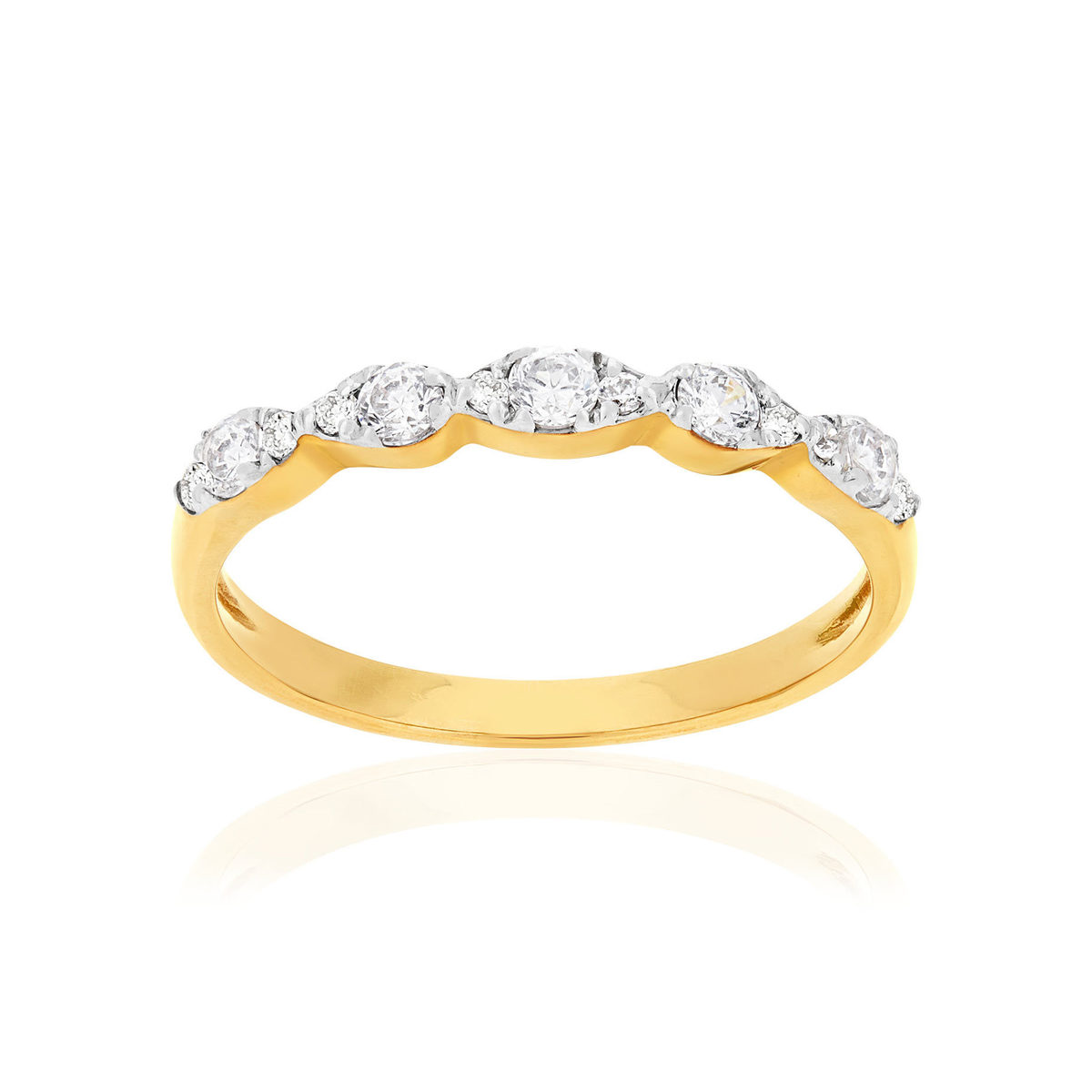Bague or 375 2 tons zirconias