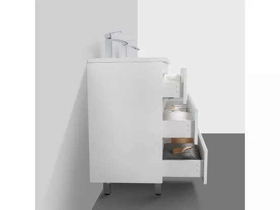 Meuble salle de bain design double vasque VERONA largeur 120 cm blanc laqué