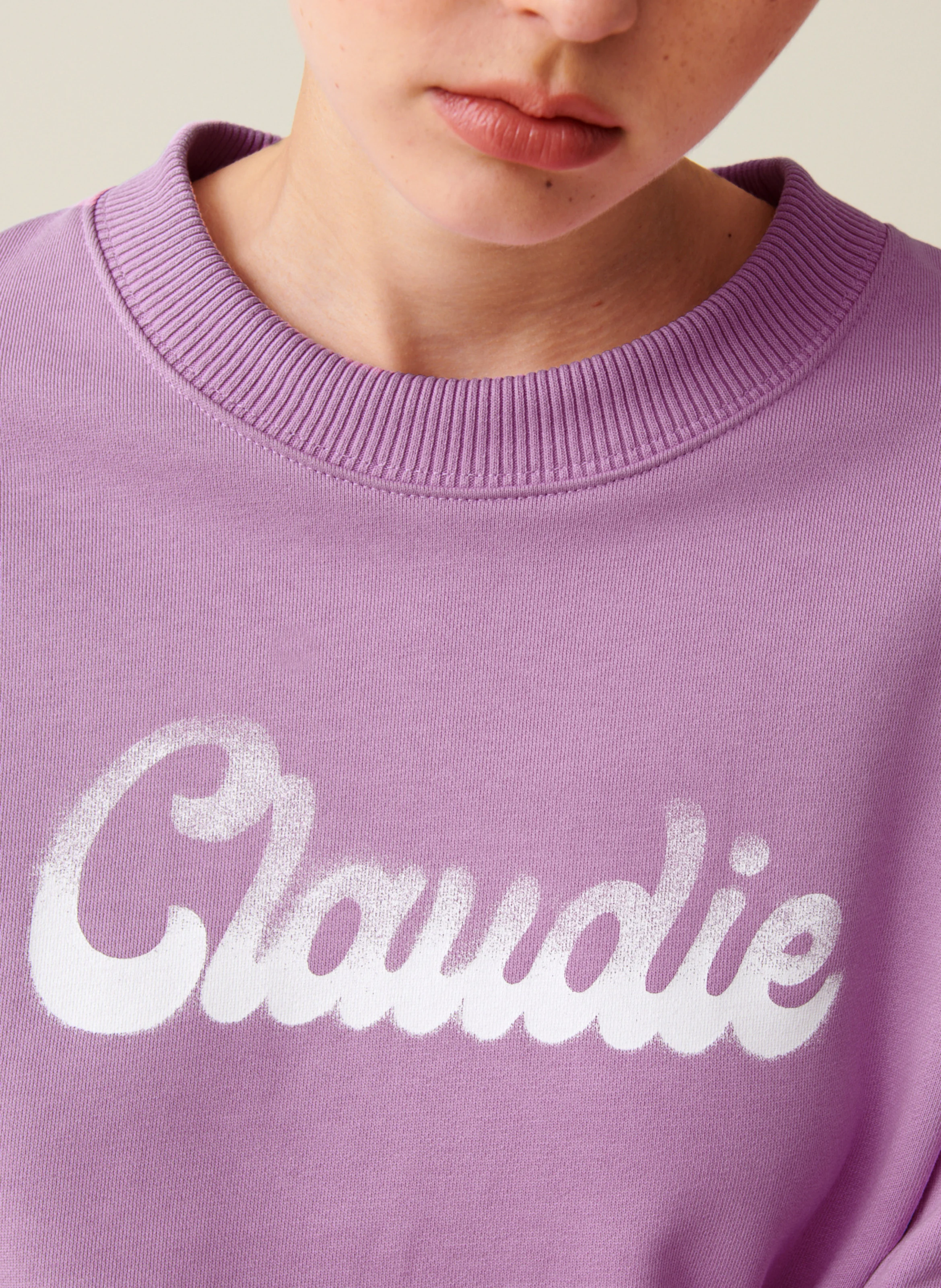 Sweatshirt ample imprimé en coton | Rose