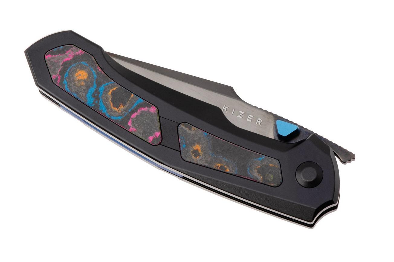 Kizer Feweed KI3694A3 Polished DLC CPM S45VN, Titanium Camo Carbon 80's Inlay, zakmes