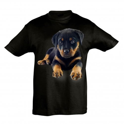 Camiseta infantil com estampa de filhote de Rottweiler
