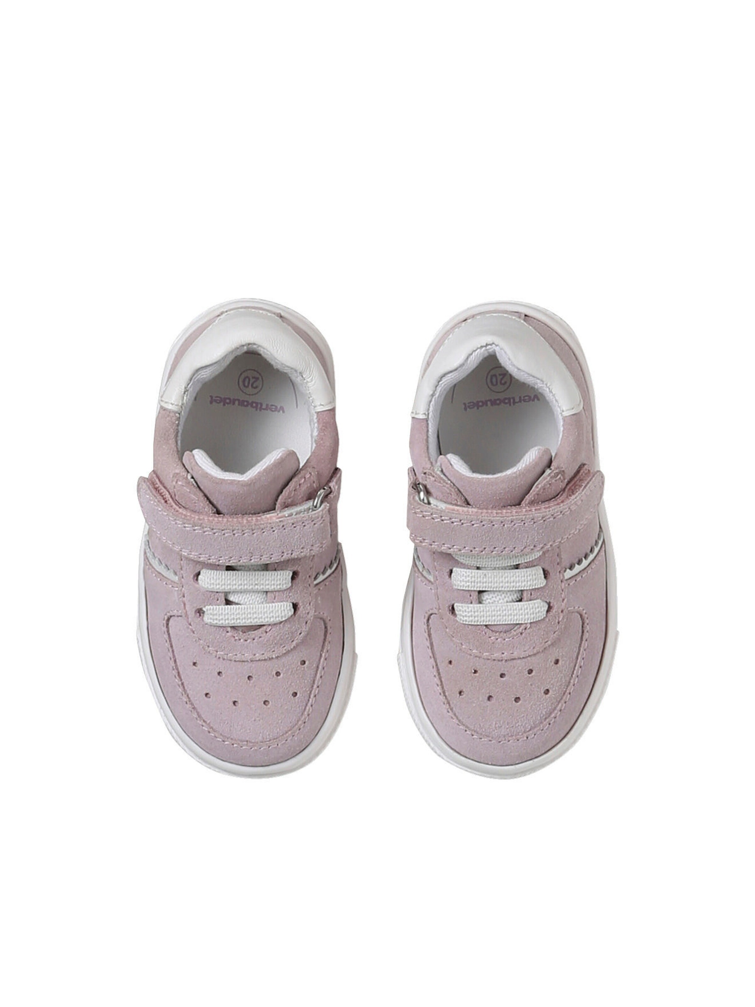 Vertbaudet Baby Ledersneakers mit Klett und Schnürung, Lochmuster fuchsia