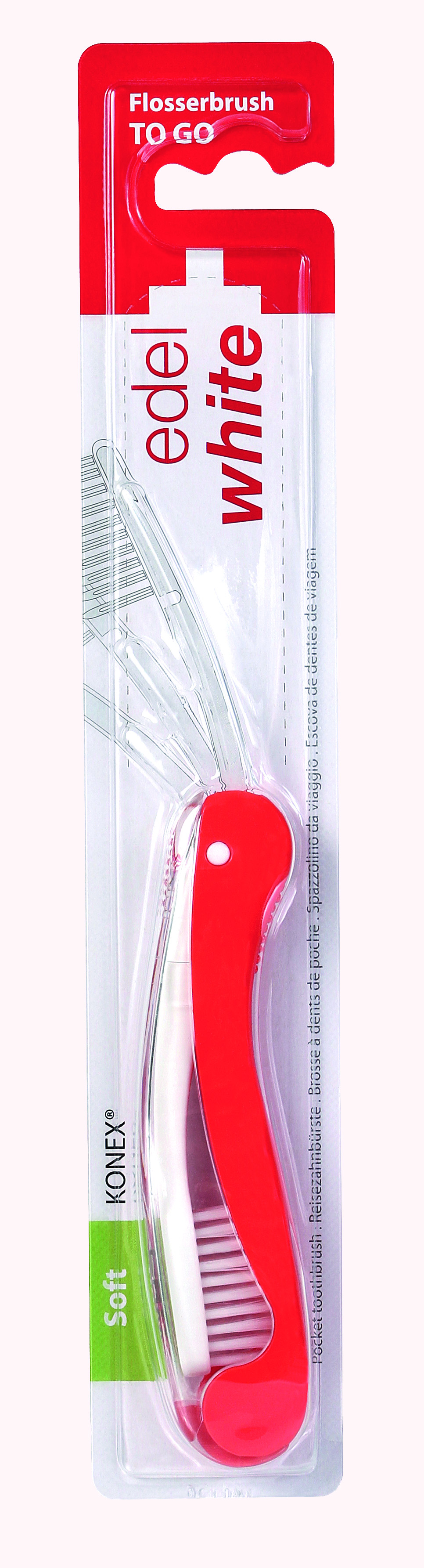 Edel+White Flosserbrush To Go Soft<br>1 Stück, Reisezahnbürste