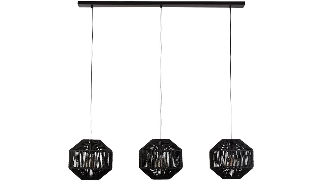 Hanglamp 11201-3BK Wicker B130 x D30 cm