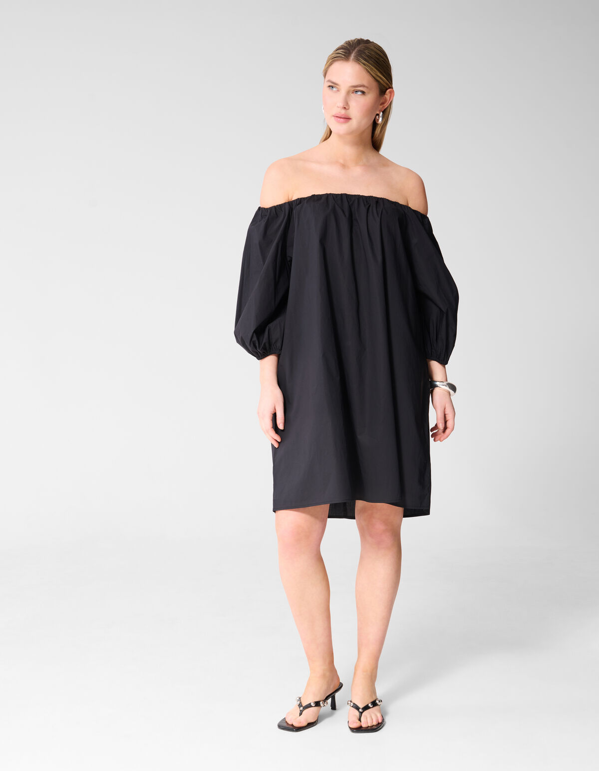 Off Shoulder Mini Jurk Zwart