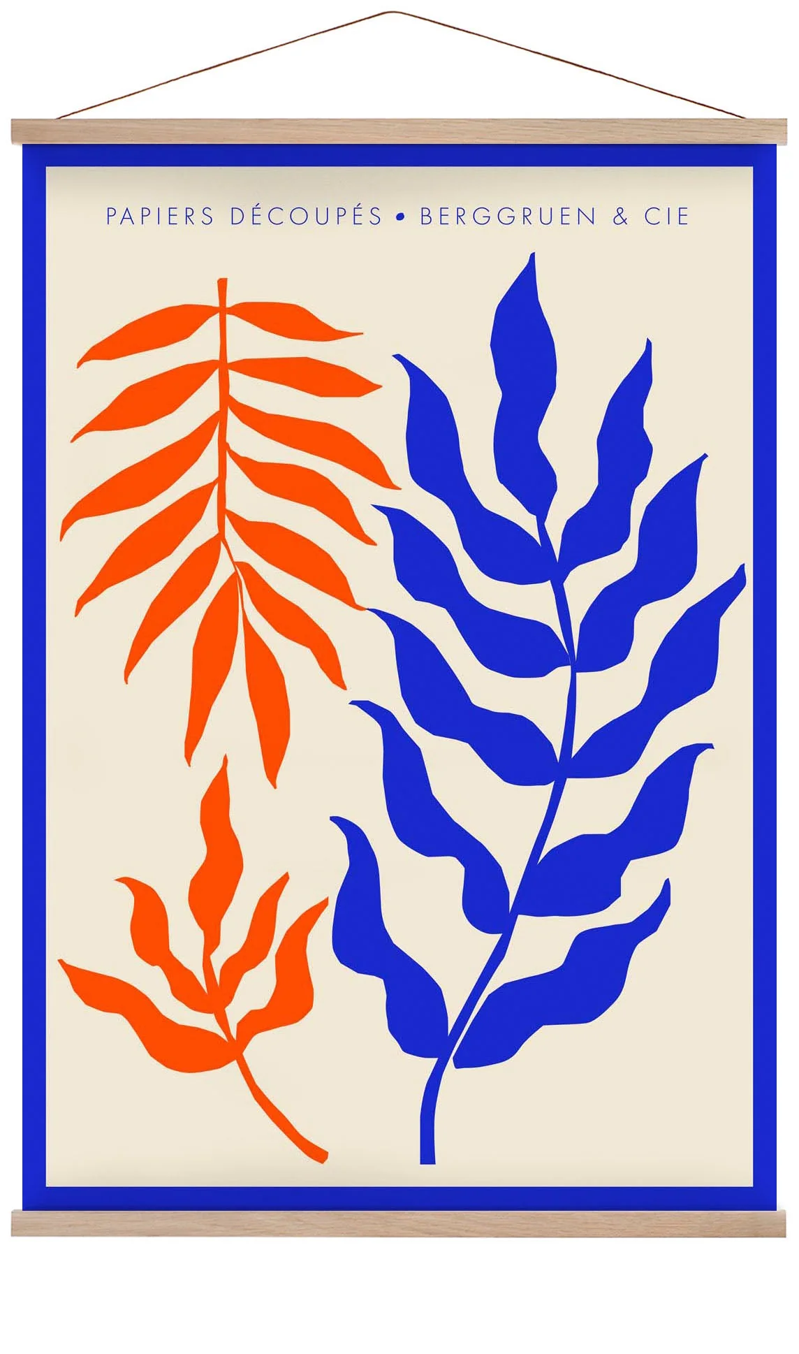Blätter und Äste Orange Blau Papiers Découpés Kunstausstellung