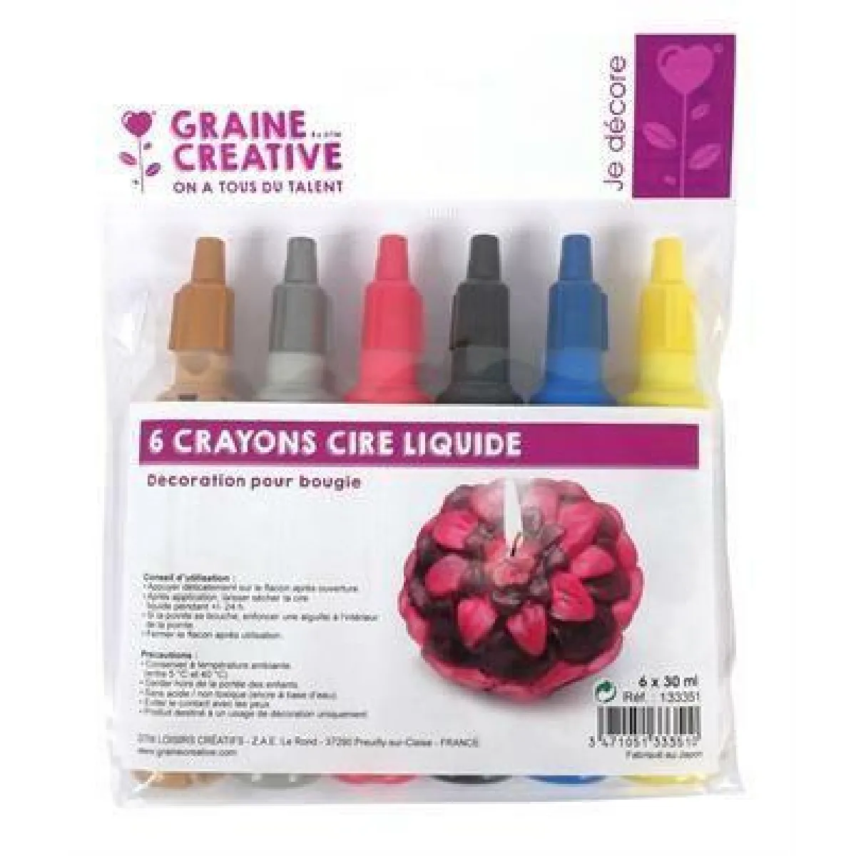 Graines Créatives Crayons Cire Liquide 6 Couleurs