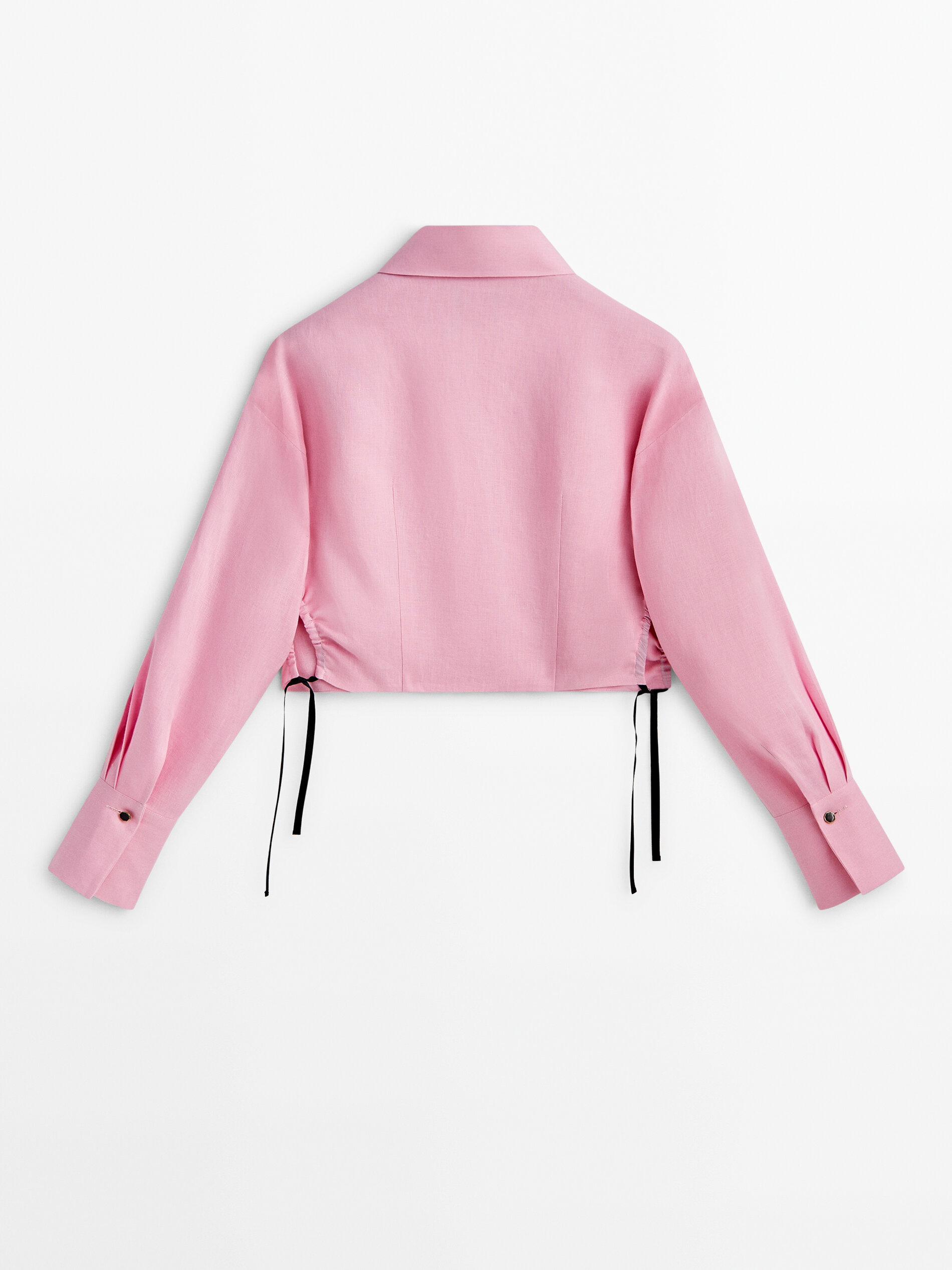 Camisa cropped lino -Studio - ROSA