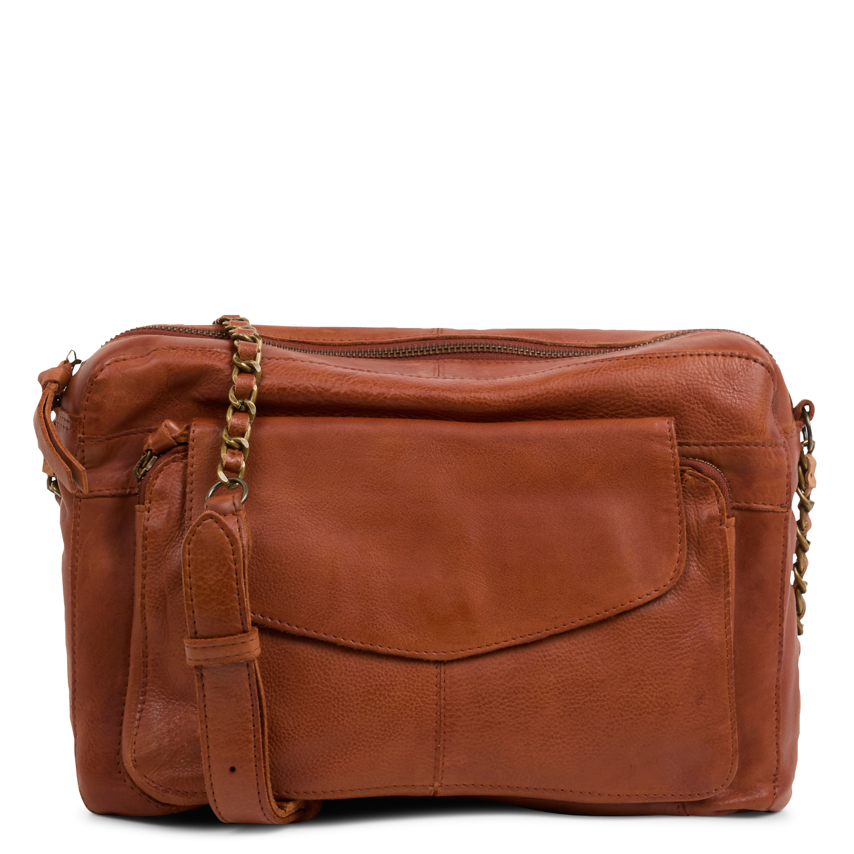 Sac bandoulière en cuir brillant | Marron