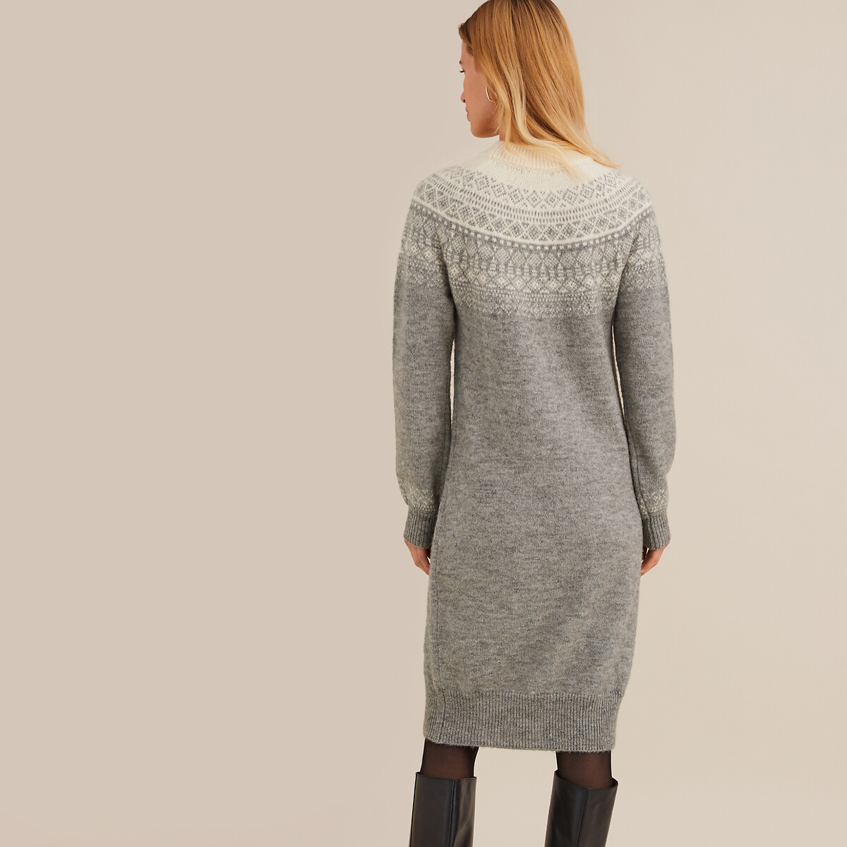 ANNE WEYBURN<br>Vestido curto reto em jacquard