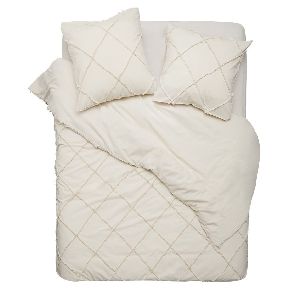 Parure de lit coton tufté beige 240x220cm