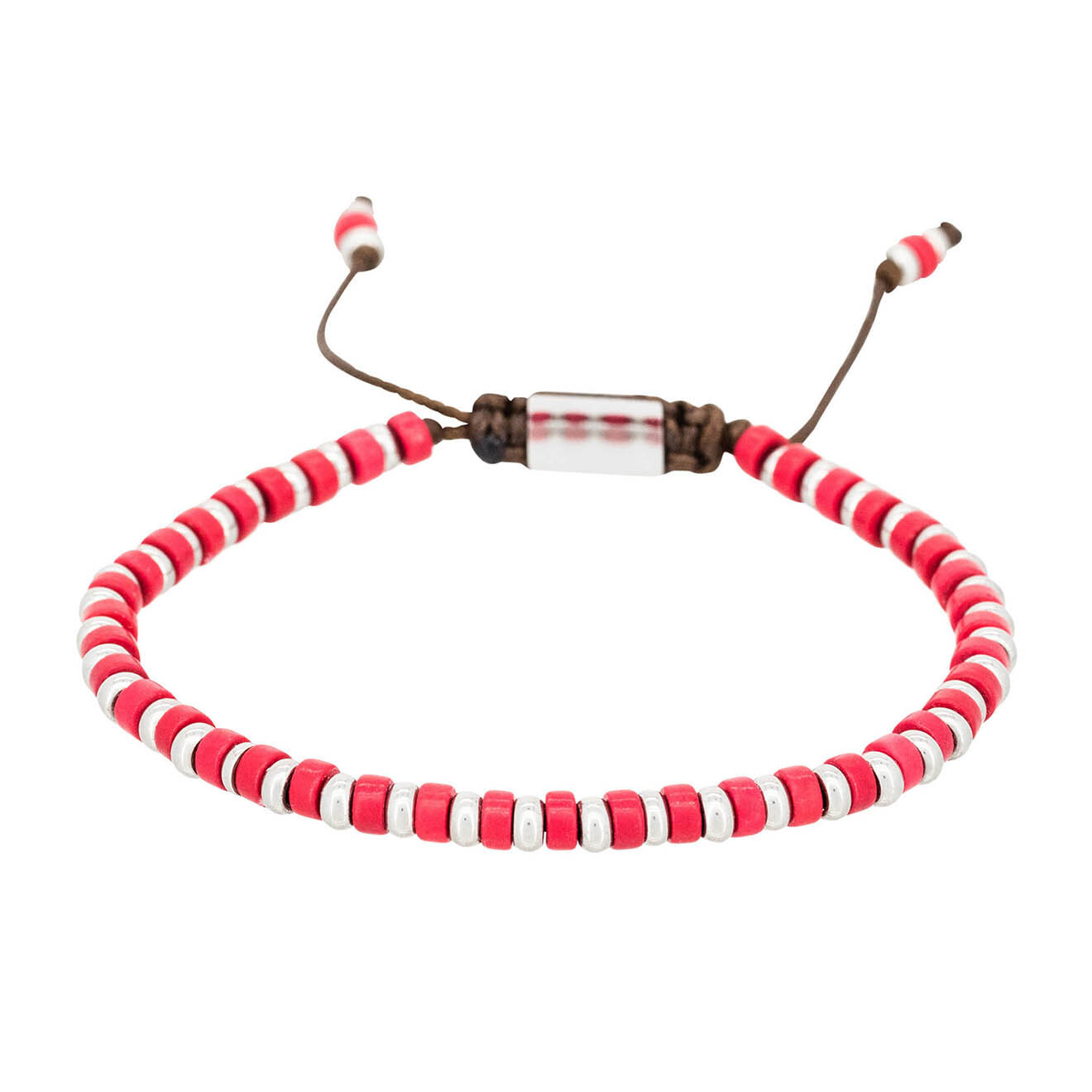 Jacobson Bracelet Red Disk en Acier & Perles rouges