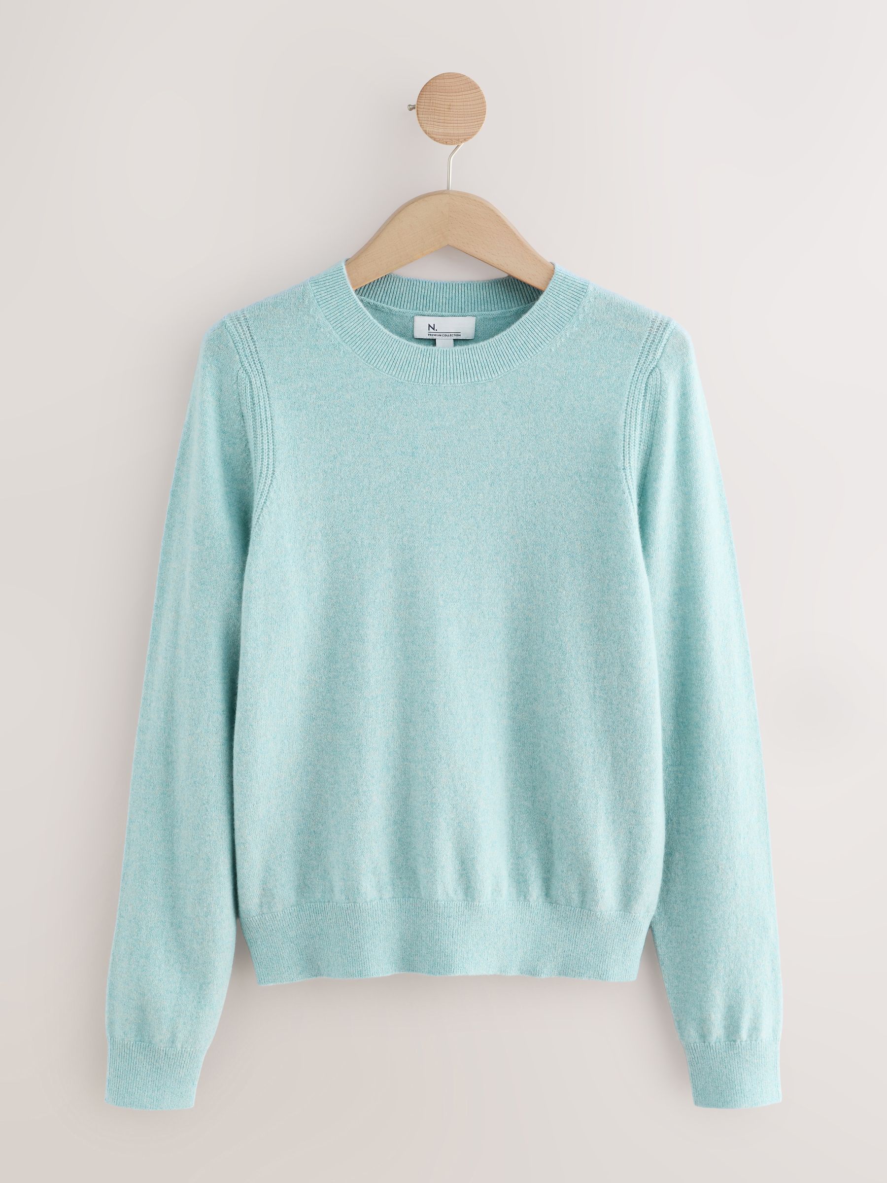 Lichtblauw - N.Premium 100% Cashmere Crew Neck Jumper