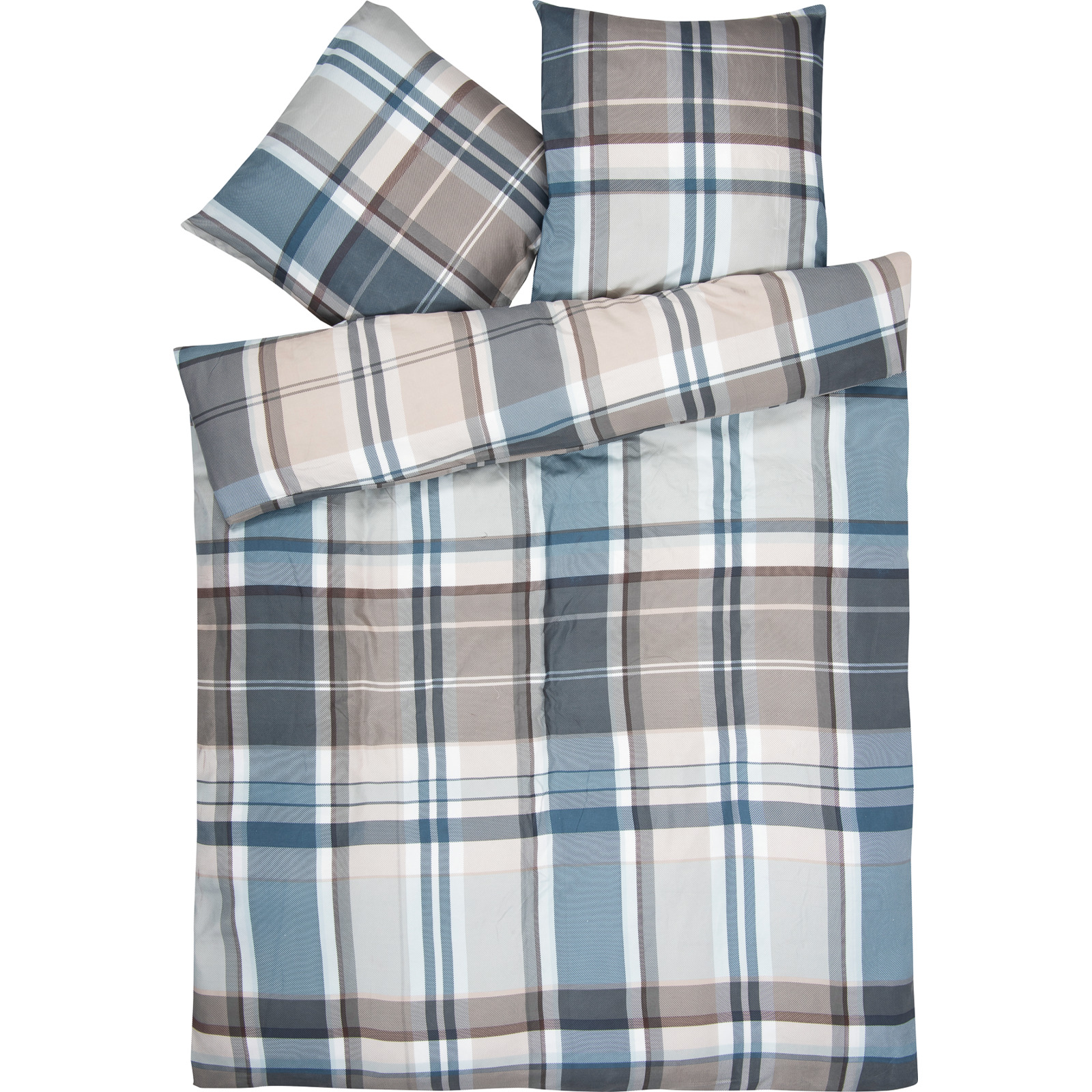 Bettwäsche Micro-Flanell mit Karomuster 160x210 65x100 Bettanzug Nord
