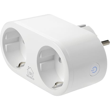 Deltaco Smart dobbeltstik med energiovervågning - hvid