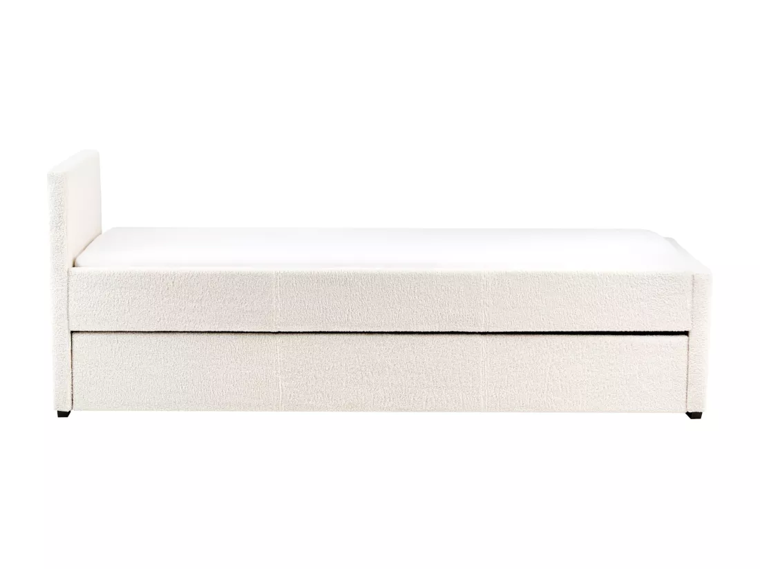 Lit gigogne Bouclé MARMANDE 80 x 200 cm Beige clair